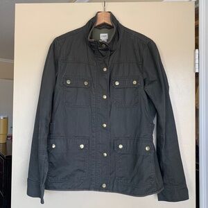 J.Crew Boyfriend Field Jacket Women's Medium Olive Green Zip Snap Utility